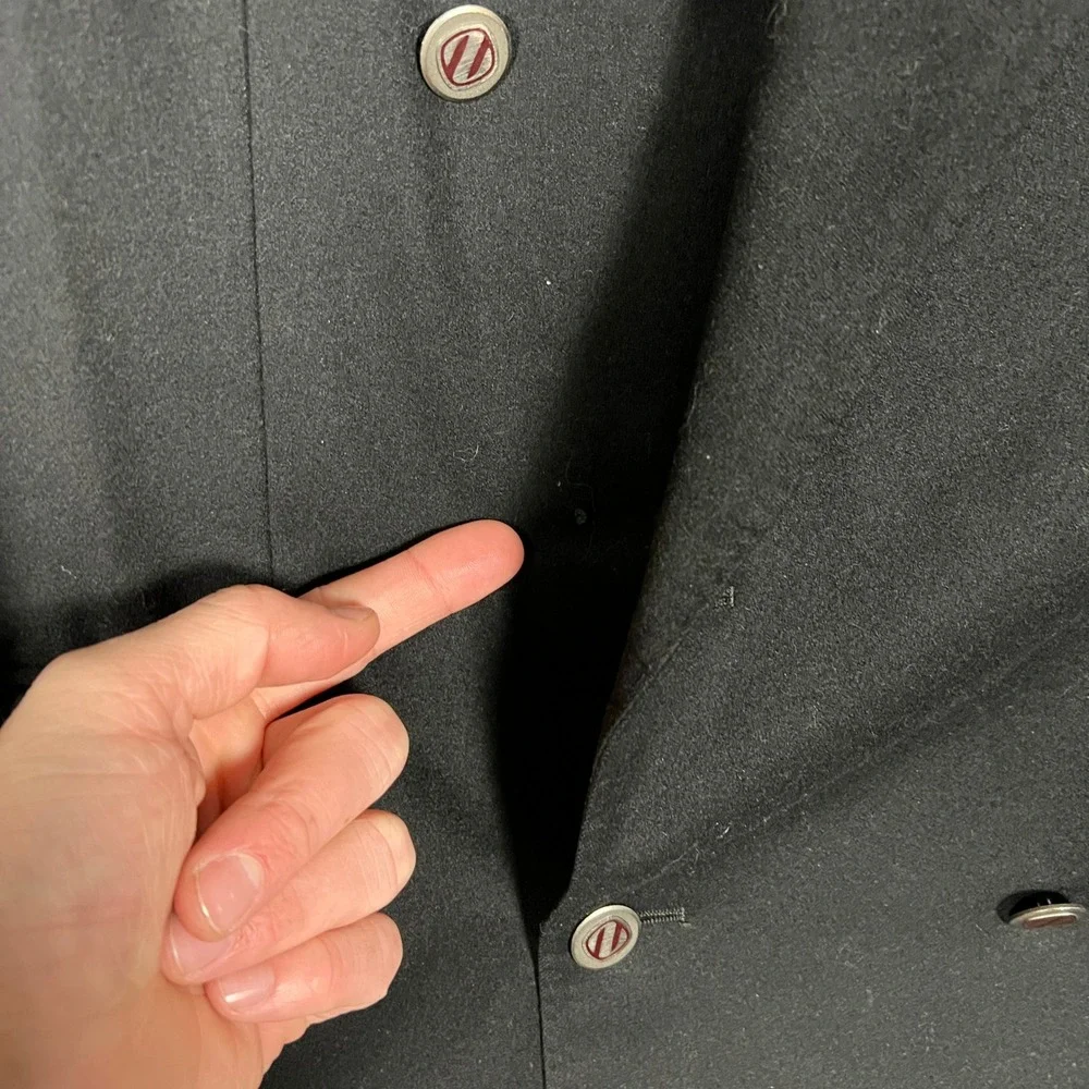 Ermenegildo Zegna Black Double Breasted Wool‎ Blazer Overcoat Italy Peak Lapel
